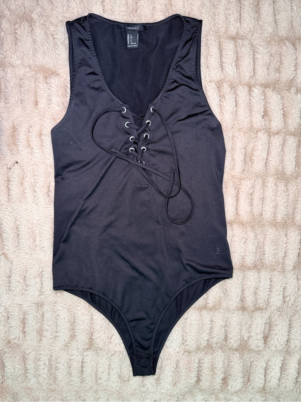 Forever 21 Black Lace-Up Sleeveless Bodysuit